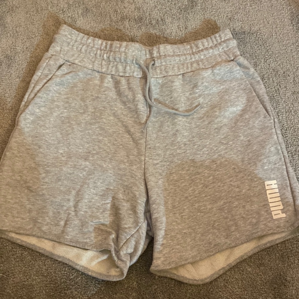 grey puma sweatshorts